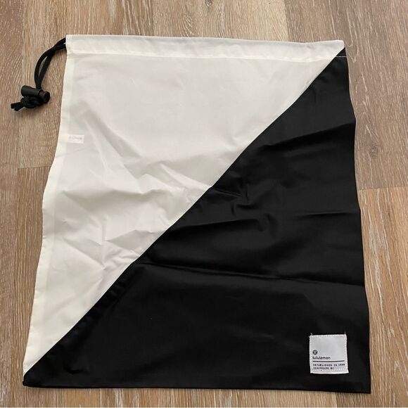 Lululemon Drawstring APL dust bag shoe bag Black and white cinch 13x14” - Picture 1 of 10